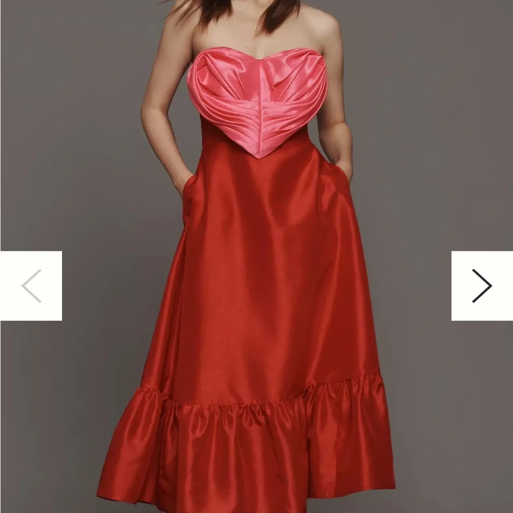 NEW Anthropologie Hutch Strapless Heart Maxi Dress size 8 Heart front - Picture 4 of 4